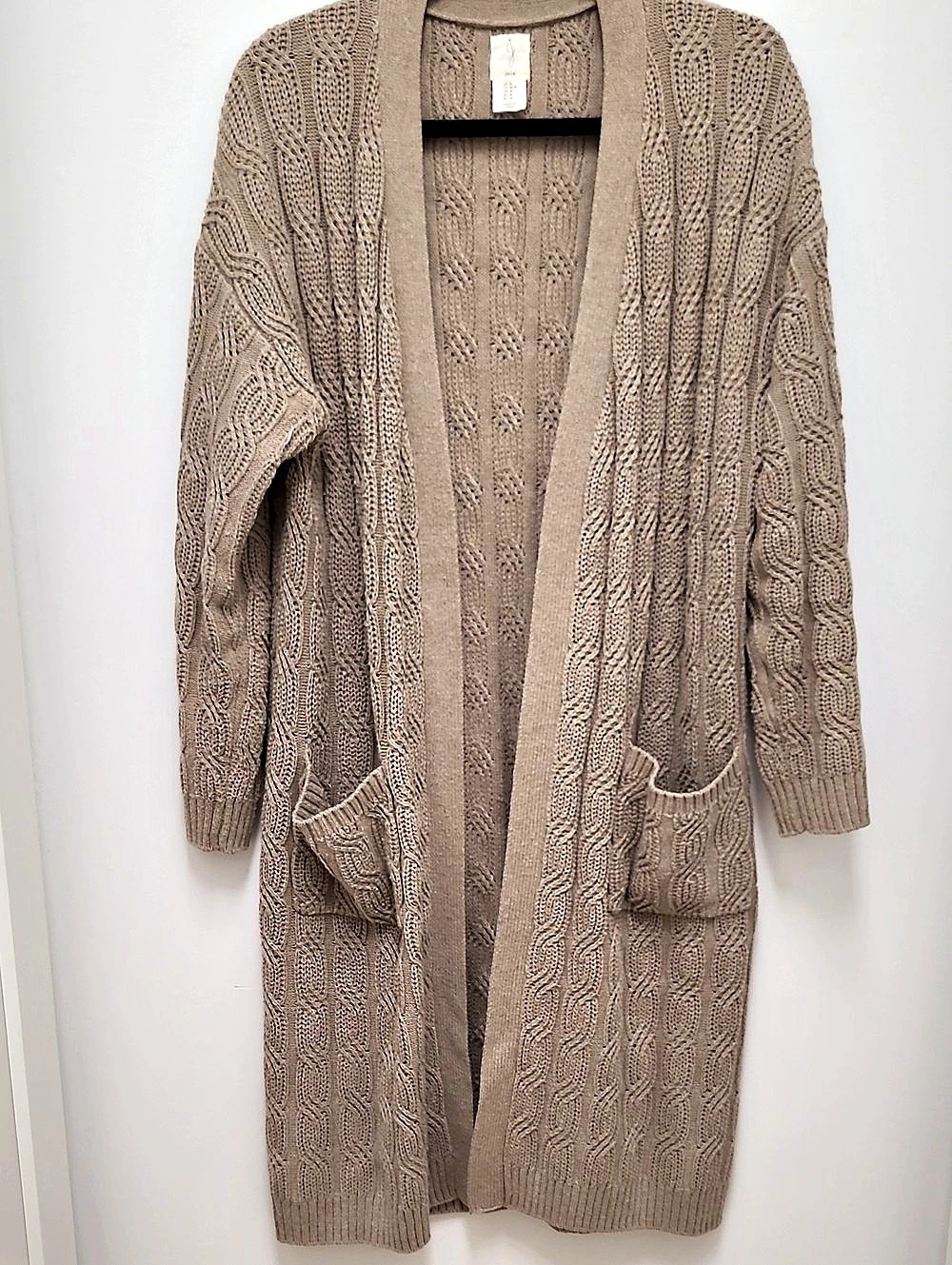 Joie Cable Knit Long Cardigan in Brown Size Medium